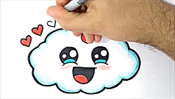Como desenhar Nuvem fofa Kawaii com Raio ❤ Desenhos Bonitos