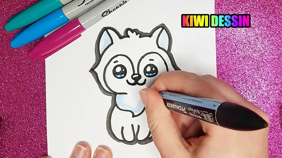 Tuto Dessin Comment Dessiner Un Chien Loup Kawaii Kiwi Dessin