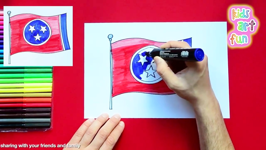 How to draw the Flag of Tennessee State, USA