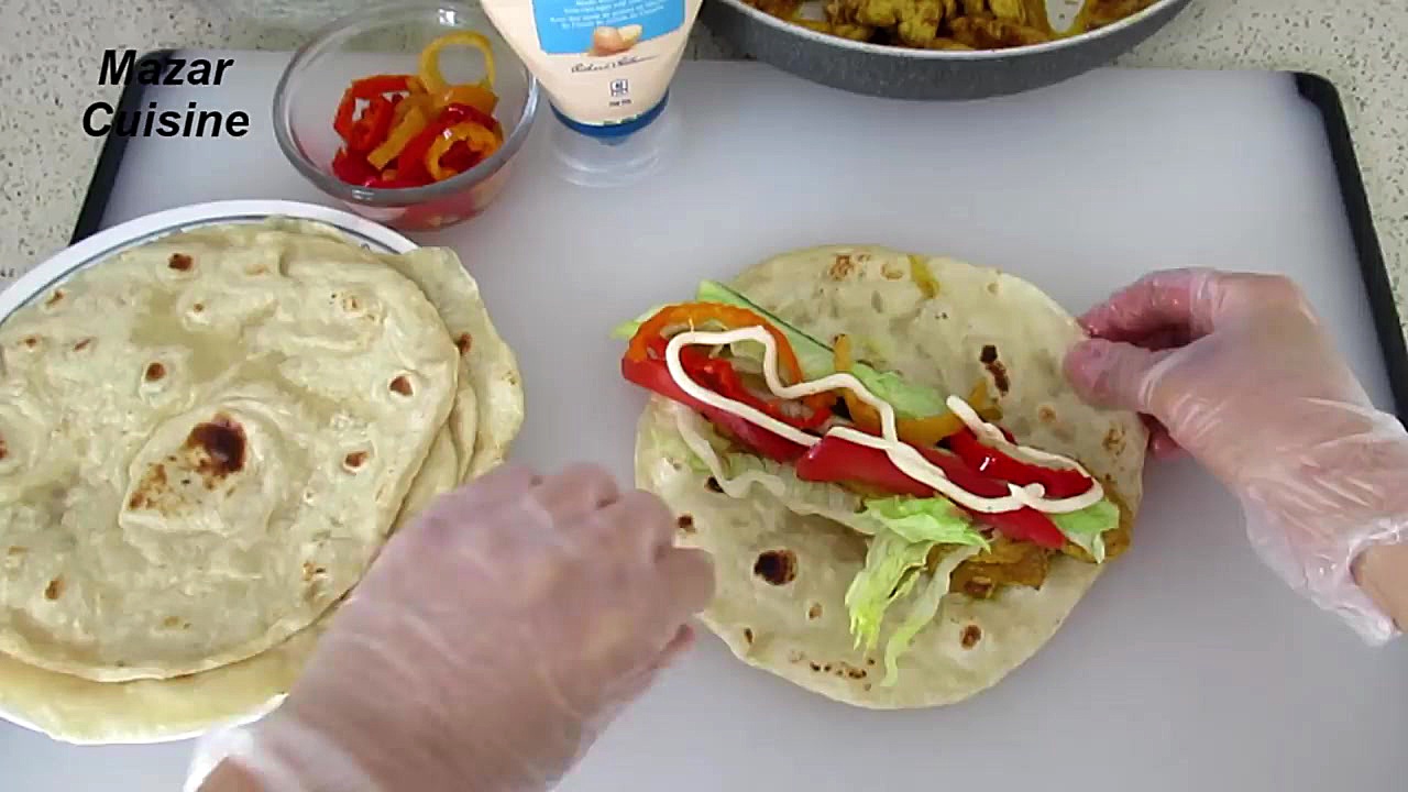 برگر مرغ با نان لواش خانگی Tasty Chicken Wrap With Homemade Tortilla Recipe پژمان جمشیدی