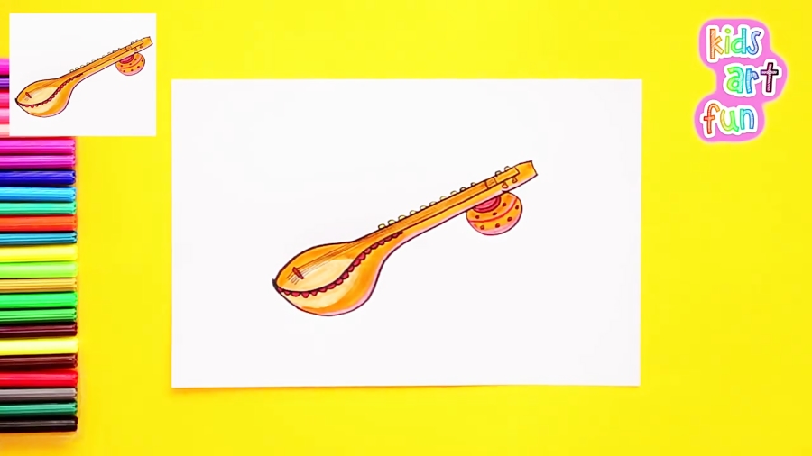 Veena Drawing || Sitar Drawing || How To Draw Veena || How To Draw ...