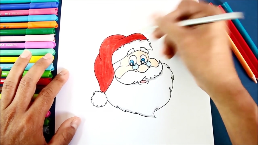 How to draw the face of Santa Claus
