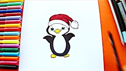 How to draw a Christmas Pengui...