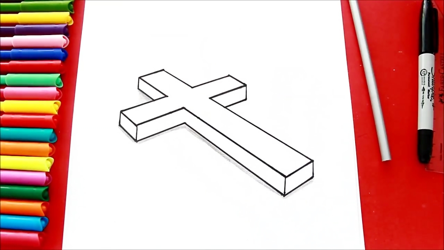 How to Draw a 3D Cross easy!