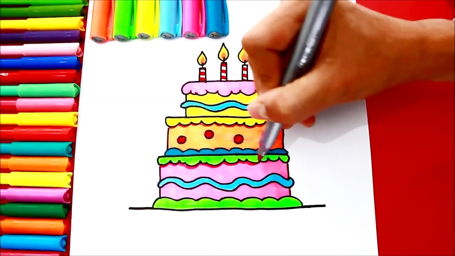 Cómo Dibujar y Colorear una Torta de Cumpleaños