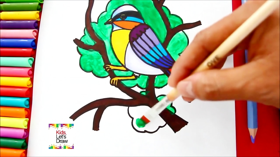Cómo Dibujar y Pintar un PÁJARO de Colores paso a paso | Dibujos para Niños