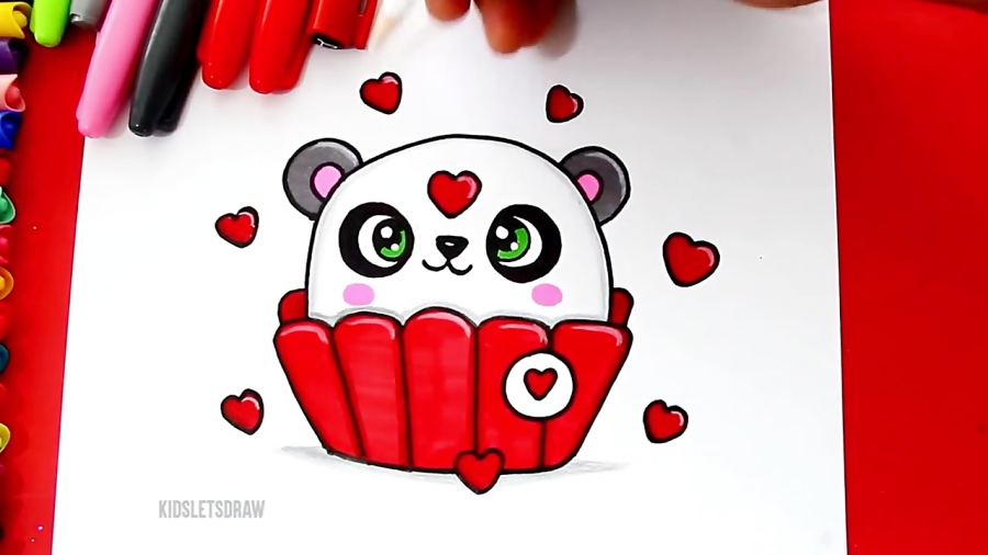 Cómo dibujar un Cupcake Panda Kawaii (fácil)