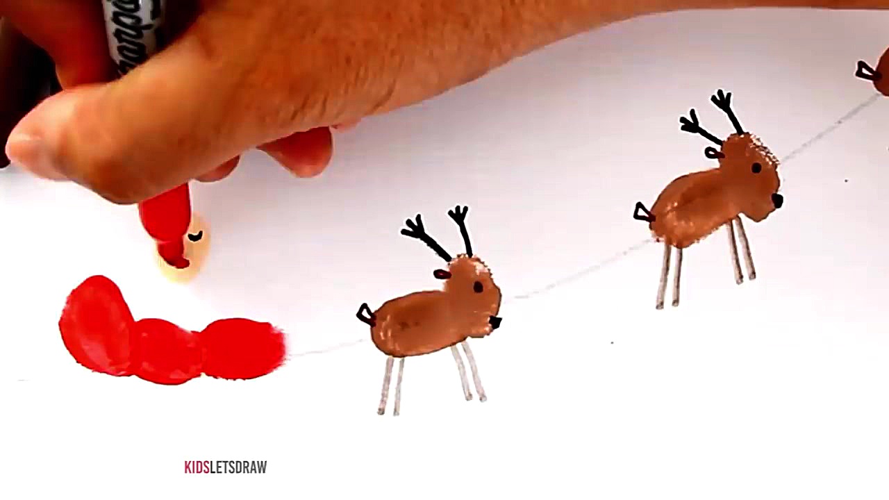 Cómo dibujar a PAPÁ NOEL volando con sus RENOS (Pintura de Dedos) توئیتر