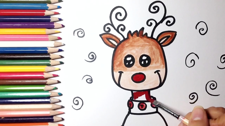 Cómo dibujar un Reno de Navidad para niños | Dibujos kawaii paso a paso
