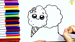 Dibuja y Colorea un Helado Kawaii Panda - Aprende a Dibujar - Videos Para  Niños