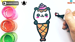 Dibuja y Colorea un Helado Kawaii Panda - Aprende a Dibujar - Videos Para  Niños