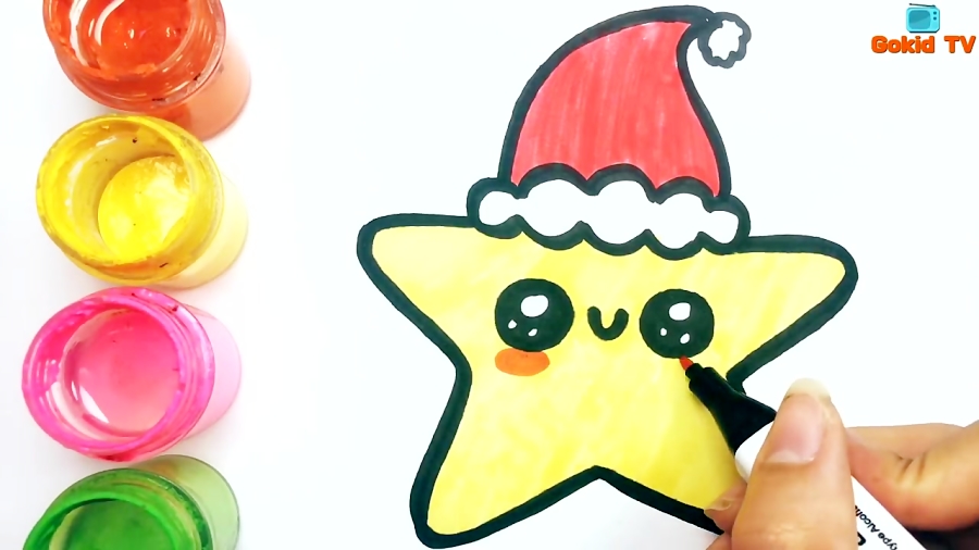 Como dibujar una Estrella de navidad Kawaii| Dibujos para dibujar| Gokid TV