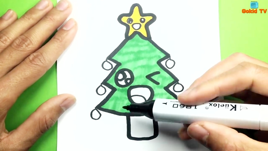 Como dibujar un arbol de Navidad Kawaii| Dibujos faciles| Gokid TV