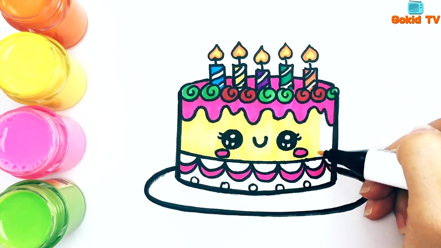 Como Dibujar y pintar una Torta de Cumpleaños| Dibujos para dibujar