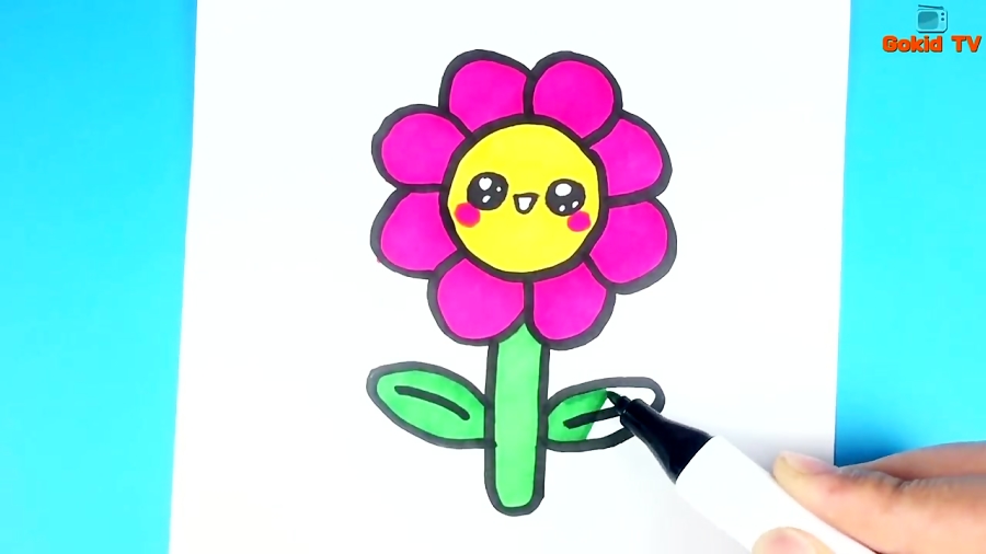 Como dibujar una Flor kawaii| Dibujos para dibujar| Dibujos faciles| Gokid  TV