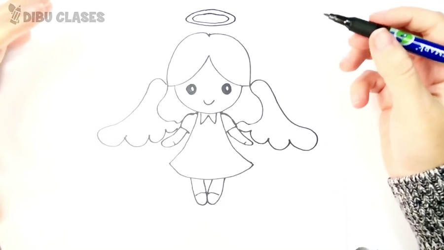 Cómo dibujar un Ángel para niños | Dibujo de Ángel paso a paso