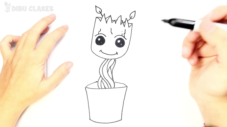 Cómo dibujar a Groot paso a paso | Dibujo facil de Baby Groot