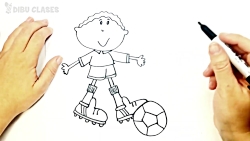 Como dibujar un Niño jugando a Futbol | D...