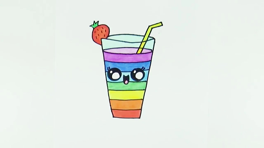 How to Draw Rainbow Smoothie Cute Drink #kawaii