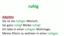 آموزش زبان آلمانی ruhig Adjektiv Partikel - Wortschatz Vokabeln Deutsch