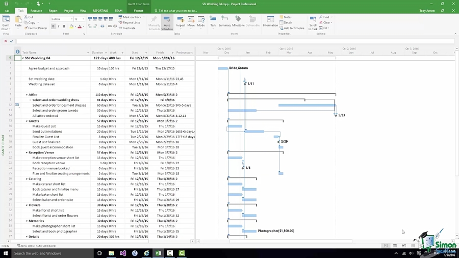 Project Standard 2016 Inactivate Task Project 2016 for Beginners Part 17: How to Schedule Tasks in
