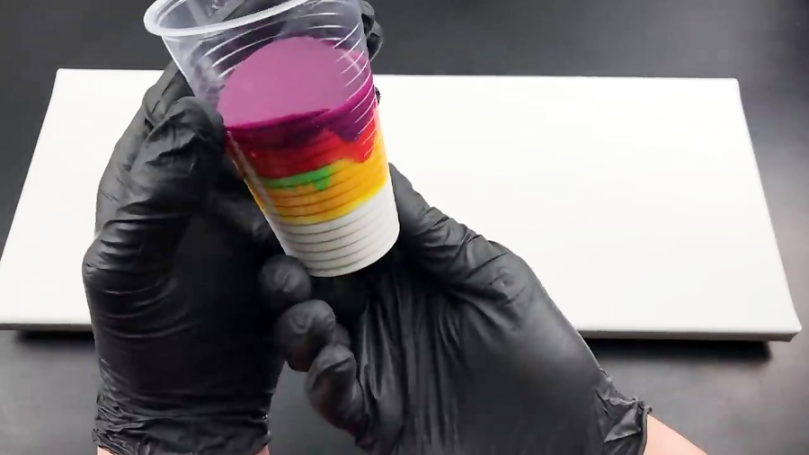 Acrylic pour Painting Swirl technique with five colors