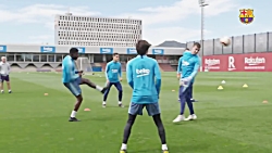 تمرین بارسلونا قبل از قهرمانی...