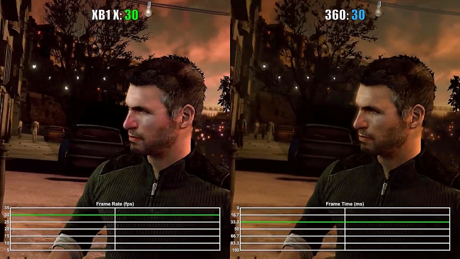 مقایسه فریم ریت بازی Splinter Cell Conviction Xbox One X vs Xbox 360