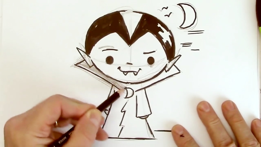 How to Draw a Cute Vampire Cartoon - It's Super Easy!