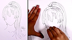 Como Desenhar Mangá: Gabaritos de Cabelos  Ponytail drawing, How to draw  anime hair, How to draw hair