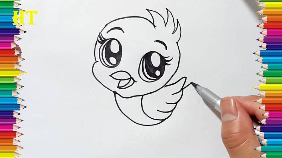 How to draw a baby bird cute and easy - Bird cartoon drawing easy