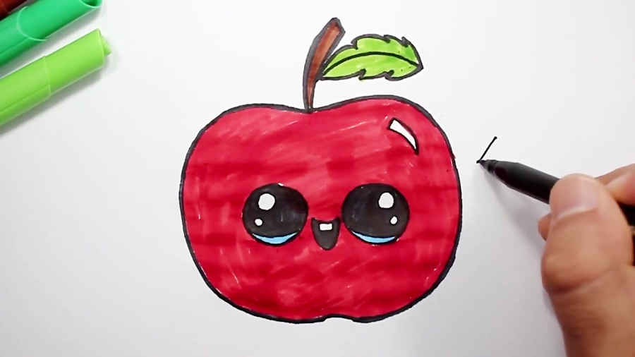 للاطفال رسم تفاحة تعلم رسم