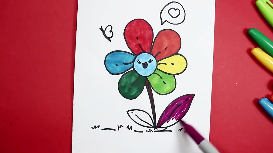 كيفية رسم وردة للاطفال