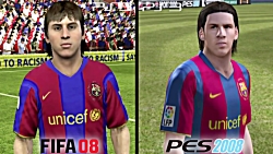 مقایسه ی چهره ی مسی در سری بازی های فیفا و پی اس