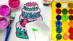 رنگ آمیزی و نقاشی یک کیک تولد...