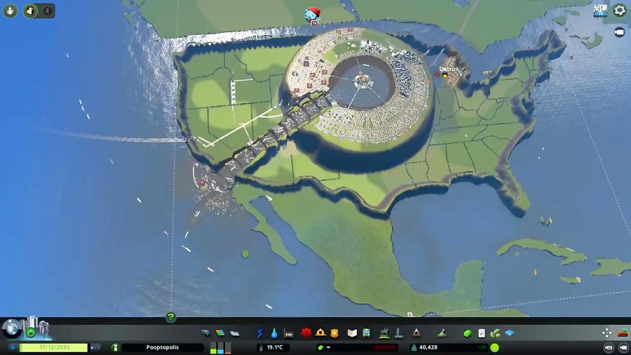Destroying America With a Giant Tsunami in Cities Skylines