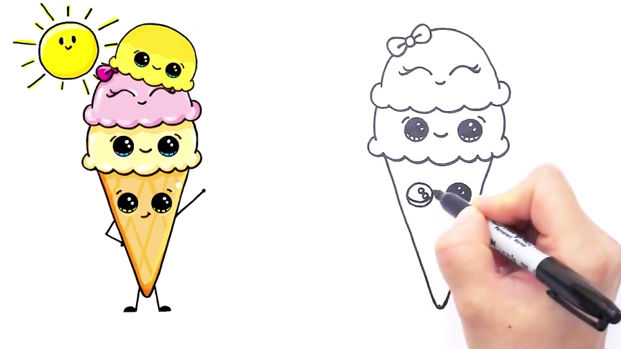 How To Draw Cartoon Ice Cream Cute And Easy