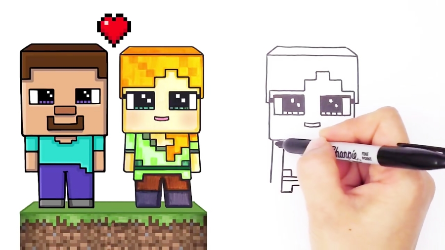 How to Draw Minecraft Alex Cute step by step