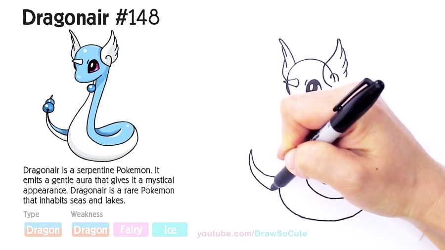 How to Draw Pokemon Dragonair step by step Easy and Cute