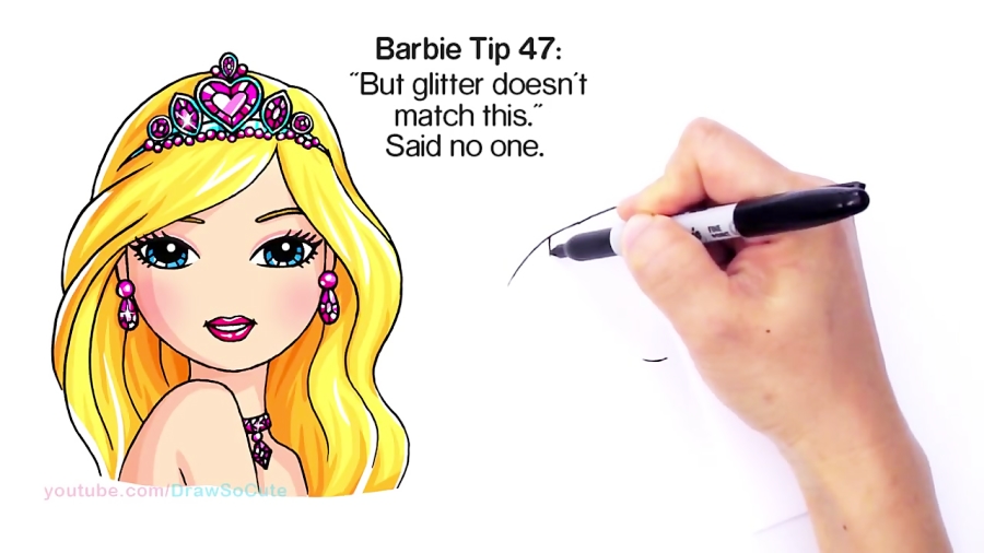 How to Draw Barbie - Portrait Pretty Girl Face