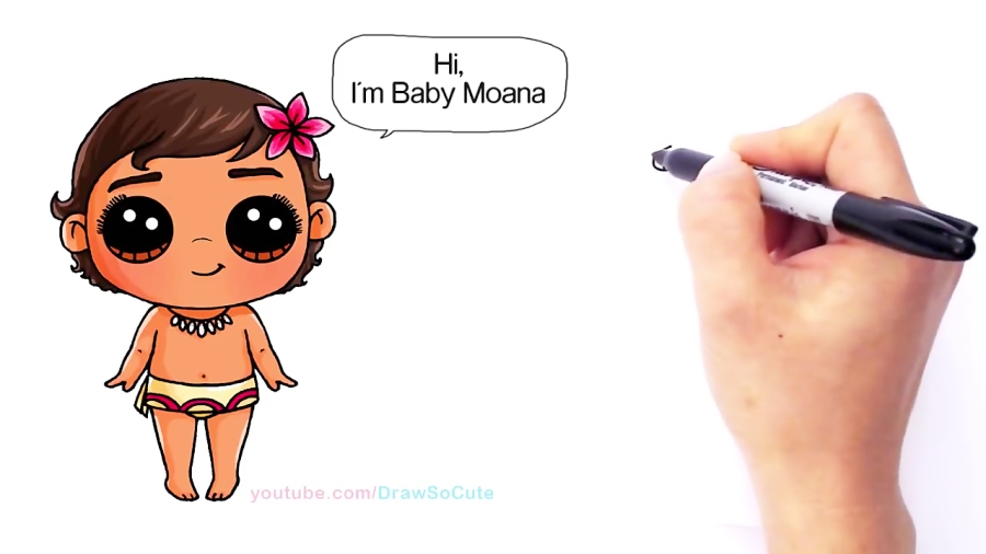 How To Draw Baby Moana Step By Step Cute Disney Princess