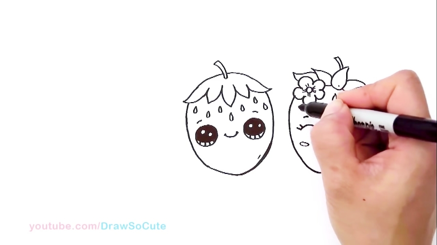 How to Draw a Strawberry Easy - Cute Fruit