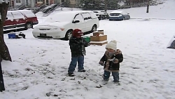 Kids playing in Snow