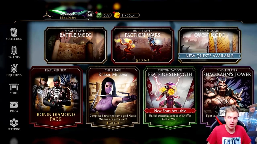 MK Mobile Dominating Klassic Mileena Challenge and Trying My with MK11 Diamond.