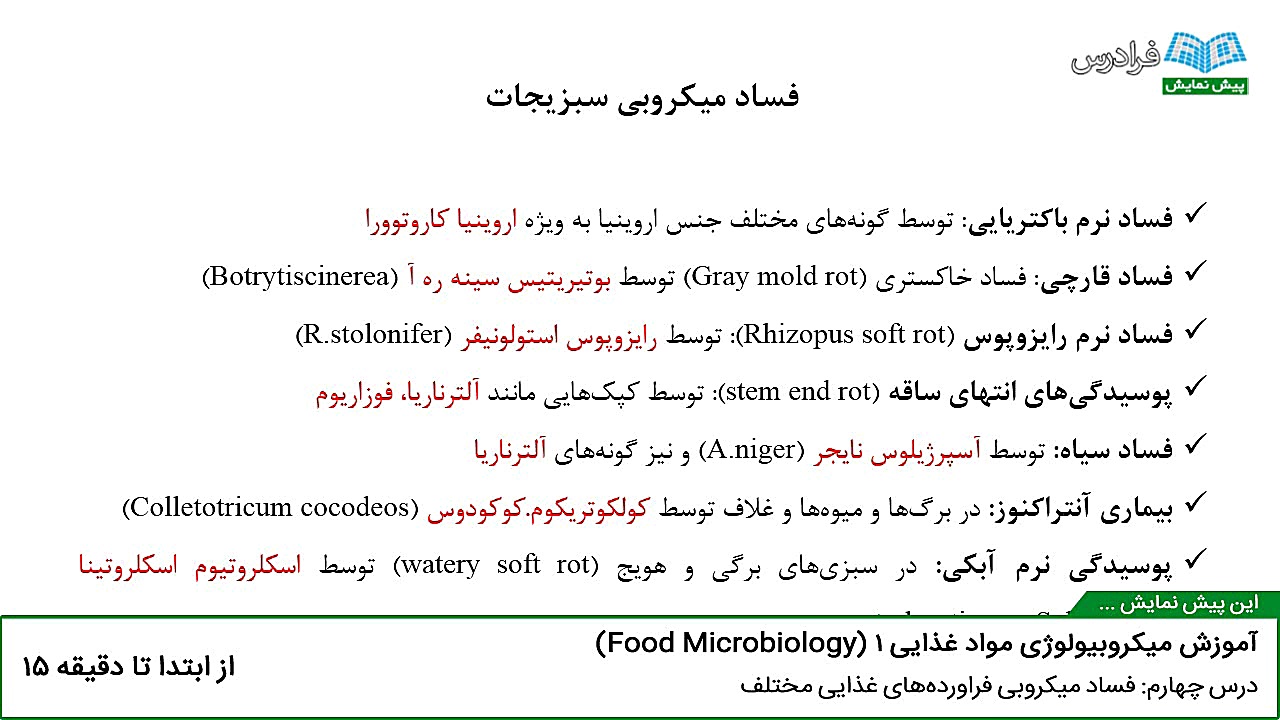 آموزش میکروبیولوژی مواد غذایی 1 درس چهارم: فساد میکروبی فراورده‌هاي غذایی مختلف کاشت مو