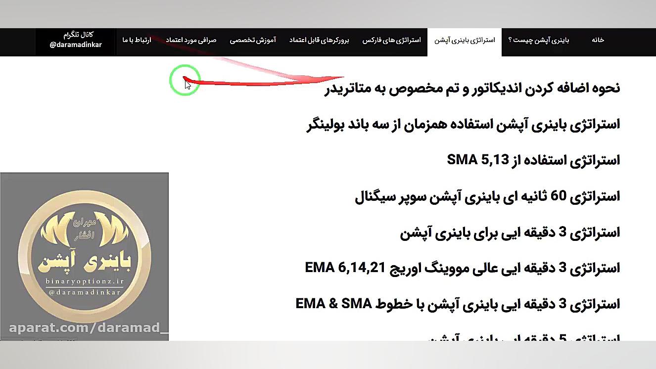 استراتژی کوتاه مدت و عالی باینری آپشن حامد همایون