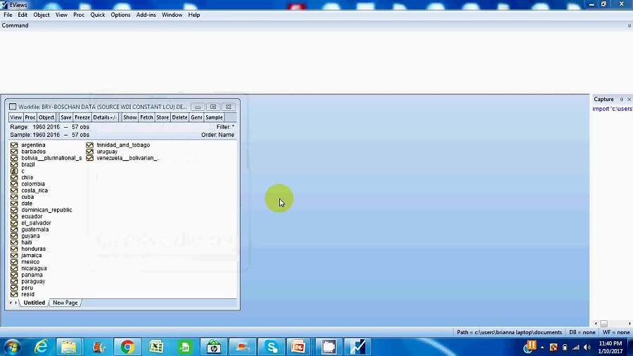 Eviews: Detrending a series using Hodrick Prescott Filter