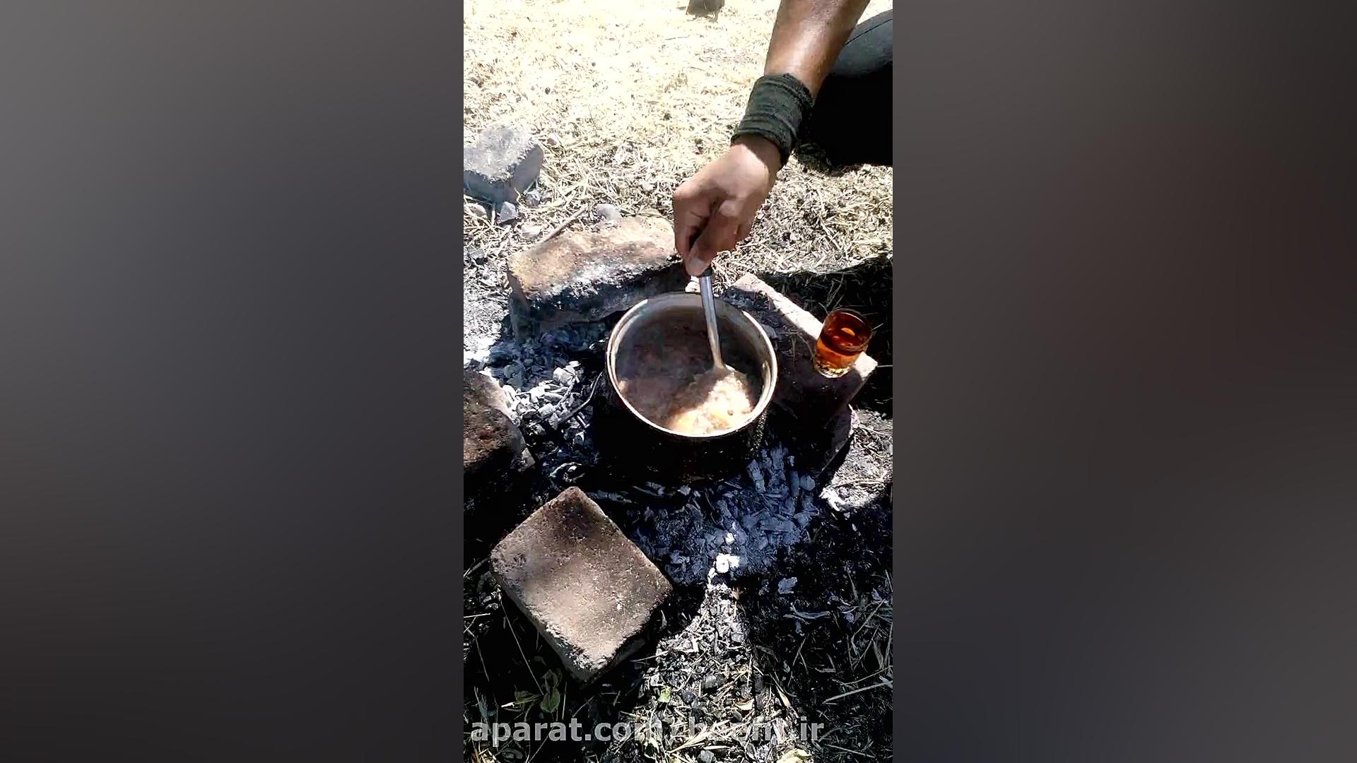 مرد طبیعت گرد ایران و پخت غذا در  دل طبیعت زمان32ثانیه