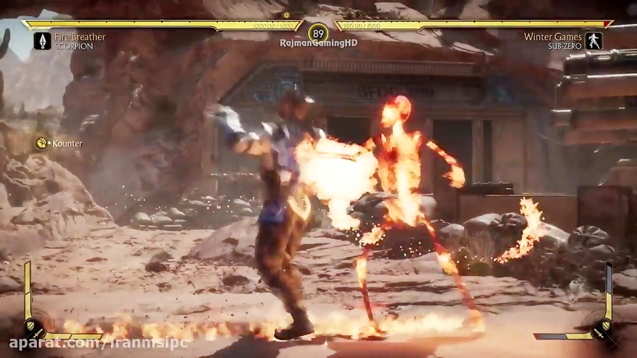 گیم پلی بازی Mortal Kombat 11 نبرد Sub-Zero با Scorpion
