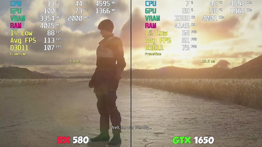 مقایسه فریم ریت بازی ها RX 580 vs GTX 1650
